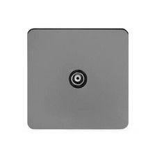 Soho Lighting Black Nickel Flat Plate 1 Gang TV Socket Blk Ins Screwless