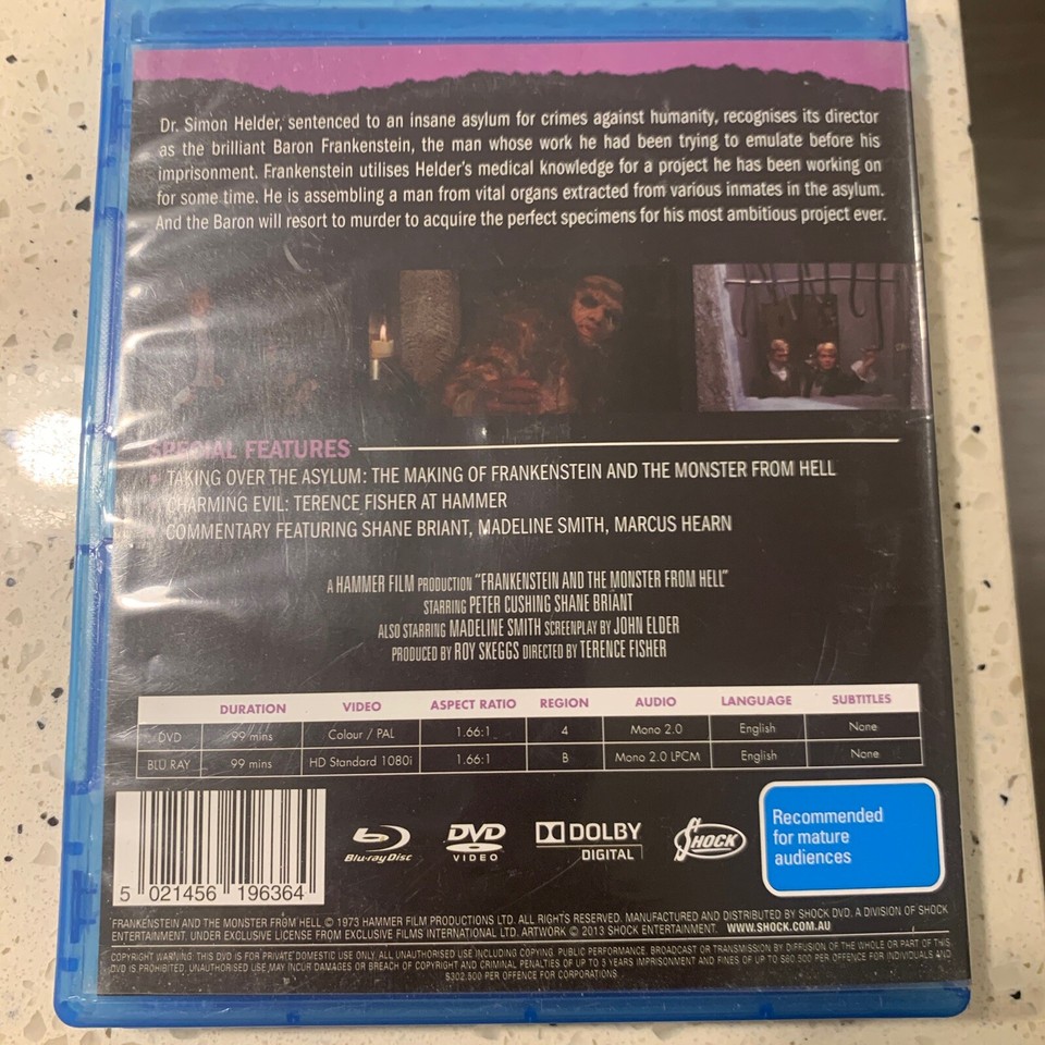 Frankenstein And The Monster From Hell Hammer Horror (Bluray, 1974) eBay
