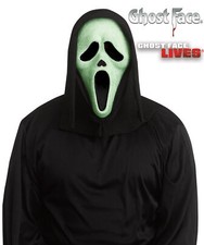 Glow in the Dark Bling Ghost Face Adult Mask Hood Costume Accessory NEW Scream