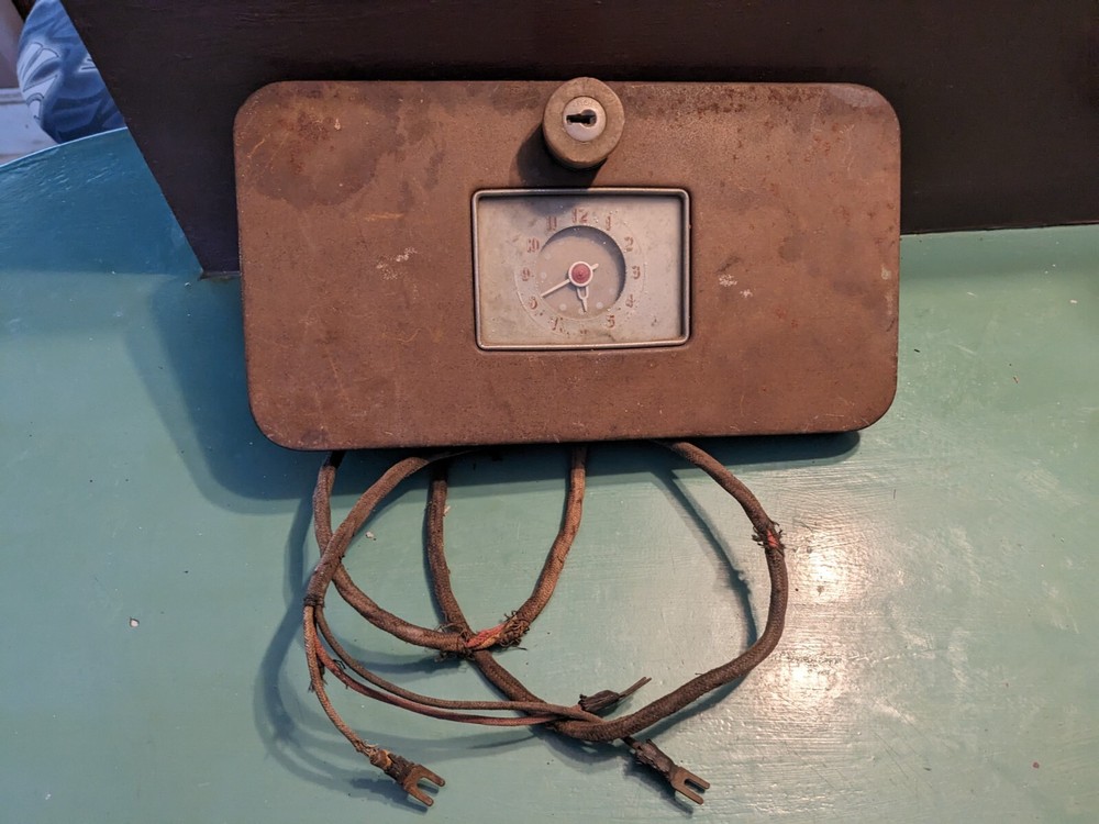 1937 Buick Glove Box Lid with Handle & Vintage Accessory Clock