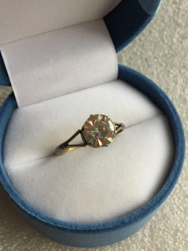 Rings Russian Soviet Silver 875  gold plated Glass  vintage USSR