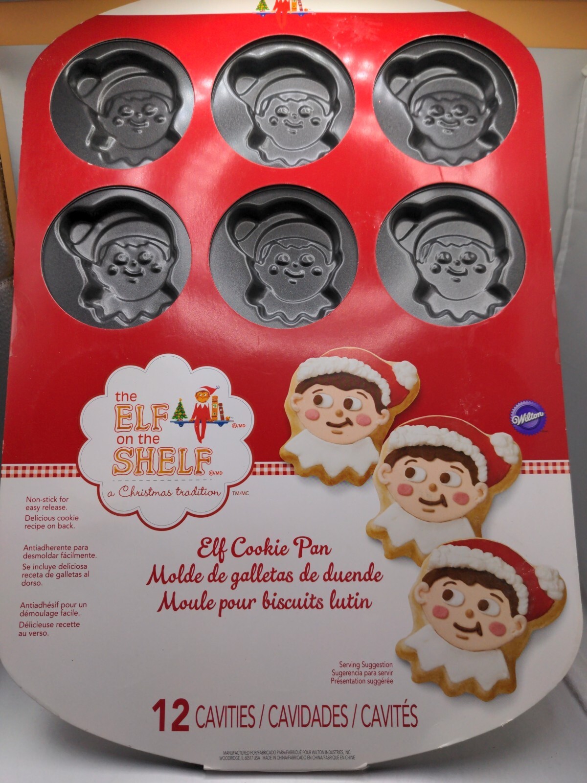 NEW Wilton Elf On The Shelf Baking Cookie Pan & Recipe 12 Spaces 3