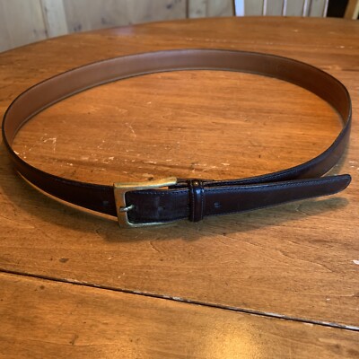 trafalgar cortina black leather belt gold buckle mens 40 x 1  display picture 1