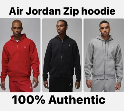Air Jordan Brooklyn Essentials Fleece Full Zip Hoodie Grey Black