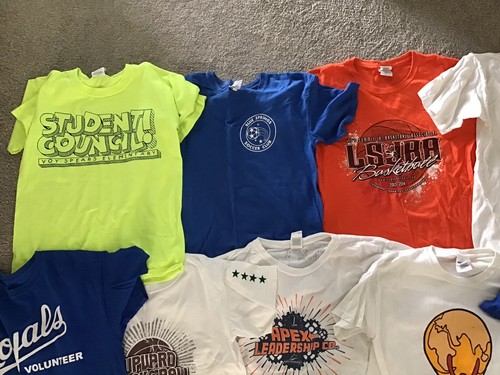 LOT 9 BOYS SHORT SLEEVE ATHLETIC SHIRTS / PLAY T-SHIRTS TEES SZ L WHITE BLUE - Picture 5 of 5