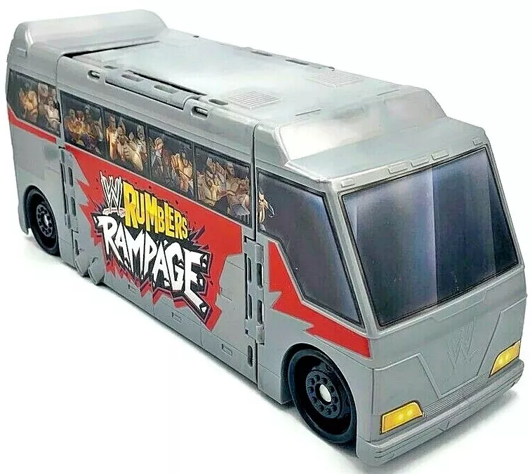 RARE Mattel WWE Rumblers Rampage Transforming Tour Bus Wrestling