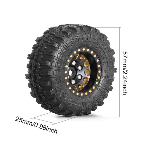 4PCS 1.0 Brass Beadlock Wheels and Tires For 1/24 Axial SCX24 1/18 TRX4M - Picture 6 of 6