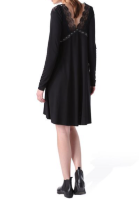 NWT Diesel SzXS D-Ollie Long Sleeve Shift Jersey Dress Black