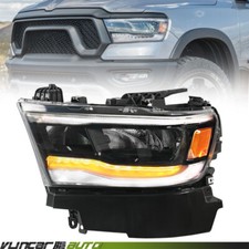 For Dodge Ram 1500 2019-2024 Black Reflector Full Led Headlight Lamp Driver Left