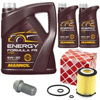 MotoröL Set Mannol 5W30 7 Liter + ÖLfilter + Schraube FüR Mercedes C-Klasse SLC