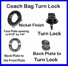 TurnLock for Coach Purse  Shinny NICKEL Finish  Hand Bag Replacement Part