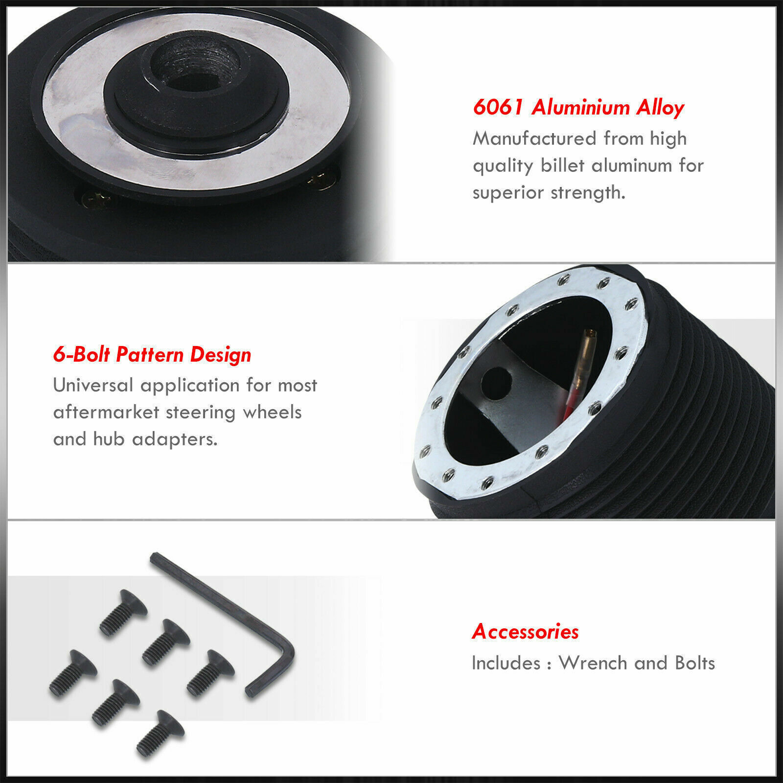 12.5" Carbon Fiber Steering Wheel Hub Adapter For Ford Mustang Non-GT 1984-2004