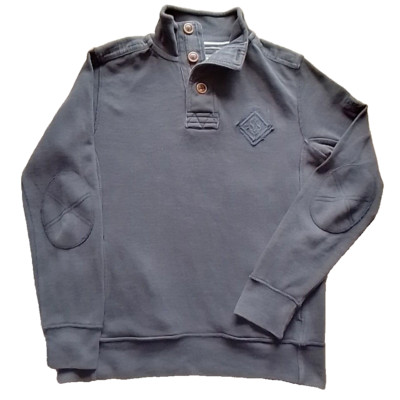 FAT FACE Herren kleines dunkelblaues schweres Sweatshirt mit Viertelknöpfen | Freizeit