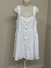 Girl And The Sun Women’s White Button Down Sleeveless Summer Relax Mini Dress S