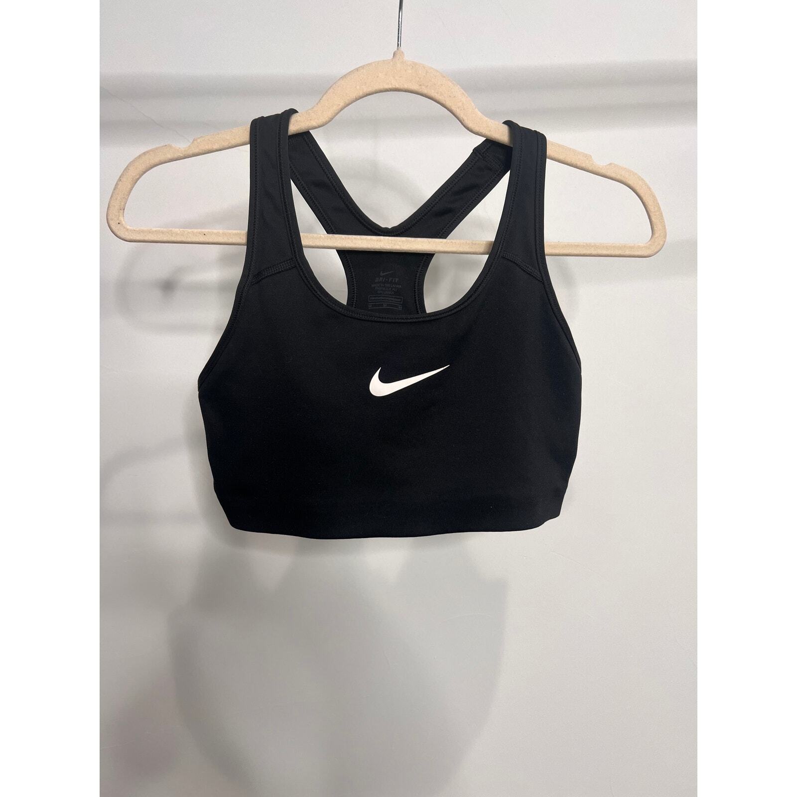 Nike Sports Bra Dri-Fit Black Size Medium Racerback Athletic Comfy Gym Workout-image