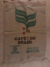  Burlap Coffee Bean Bag Sack Bag 39”X27” Cafe's Do Brasil