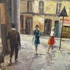 Vintage Original City Landscape Oil Painting signed M Werner — photo 2