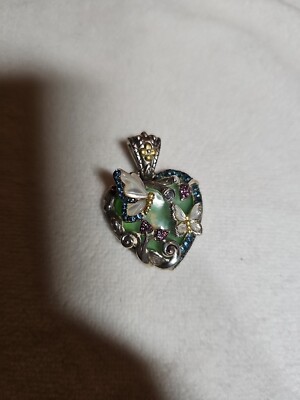 BARBARA BIXBY VINE LEAF ENHANCER PENDANT GEMSTONE DOUBLET Butterfly Branch SS18K