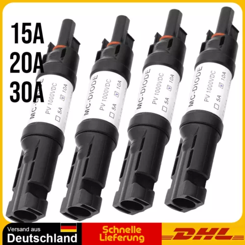 4 Solar Diodenstecker PV-Sperrdiode Diode Solardiodenstecker 15A 20A 30A 1000VDC
