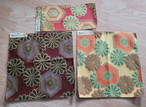 Vtg Upholstery Embroidered Fabric Squares Remnant Patchwork Quilt Craft 33pc Lot - Picture 8 of 15