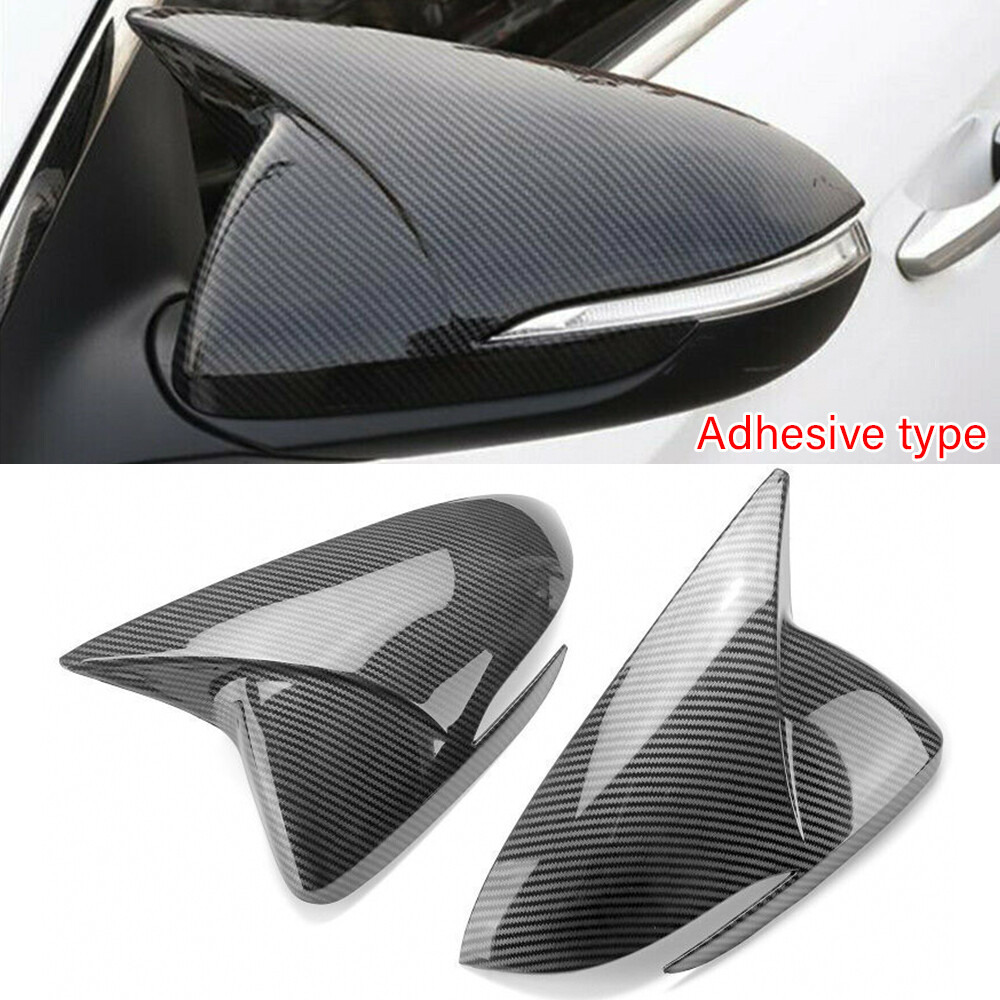Carbon Fiber Look Rearview Mirror Cover Trim Caps For 2016-2019 Hyundai Elantra