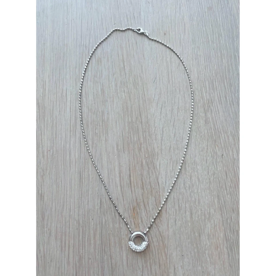 Collana con ciondolo a cerchio con strass in argento sterling collana con cio... - Immagine 2 di 4