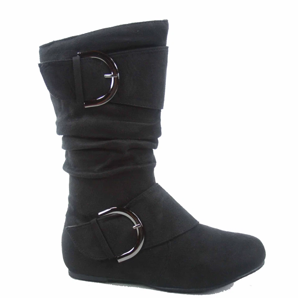 Lindos zapatos de bota plana holgados con cremallera media pantorrilla Lucky Top para niñas y niños talla 9-4 Foto 3 de 4