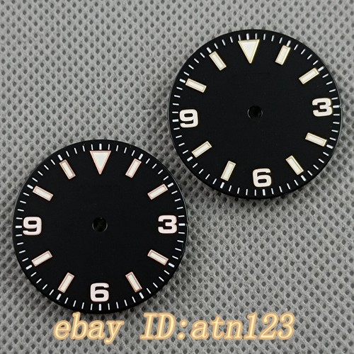 29mm Black White watch dial Fit NH35 NH36 ETA 2824 2836 Miyota8215 821A Movement - Picture 2 of 19
