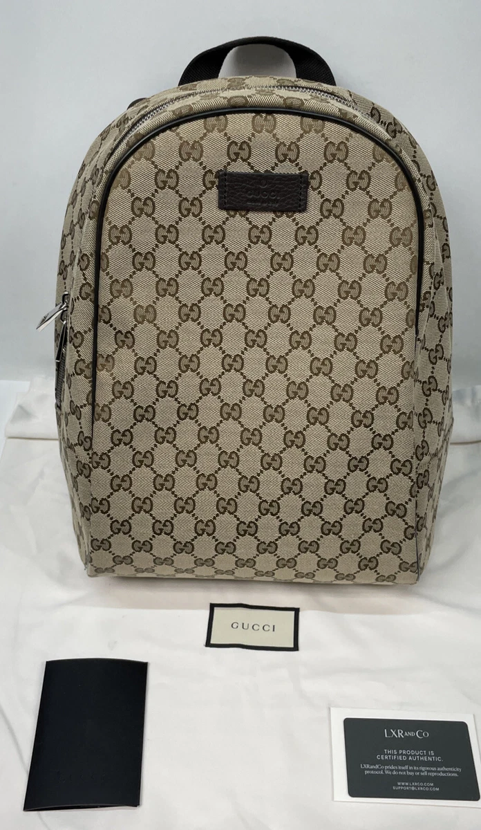 MINT Pristine Gucci Men s Natural Leather Backpack GG Logo Natural Color MINT