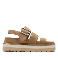 Clarks Ladies ORIANNA OVER Dark Sand Suede Sandals