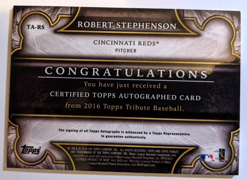 2016 TOPPS TRIBUTE RC AUTO ROBERT STEPHENSON 73/99 (K) - Image 2 of 2