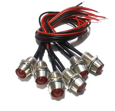 6 Super Bright Marine Grade 12v Red Led Indicator Lights In Ss Bezels Wred Lens