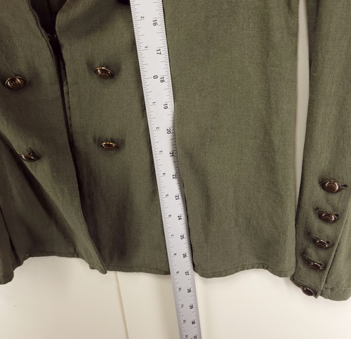Free People Linen Blend Military Blazer Jacket Women's Large Green Preppy - Picture 10 of 11
