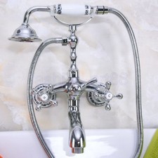 New Chrome Brass Bathroom Claw foot Tub Faucet / Filler With Hand Shower fna196