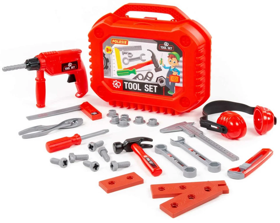 POLESIE Werkzeugkoffer Kinder Werkzeug Nr. 18 Spielset 27-tlg. mit Heimwerker Handwerker