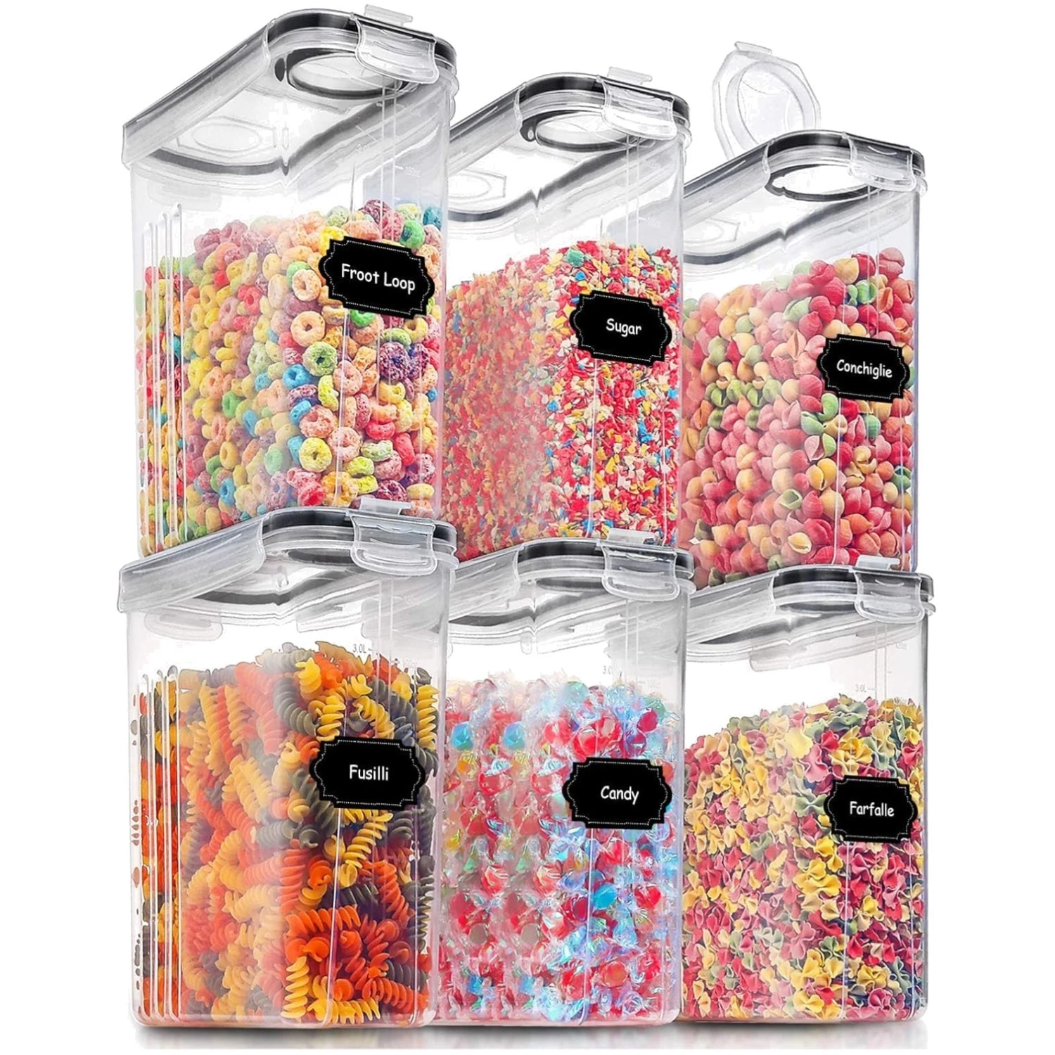 6-Piece Airtight Cereal Containers with Lids, 4L Black
Opens in a new window or tab