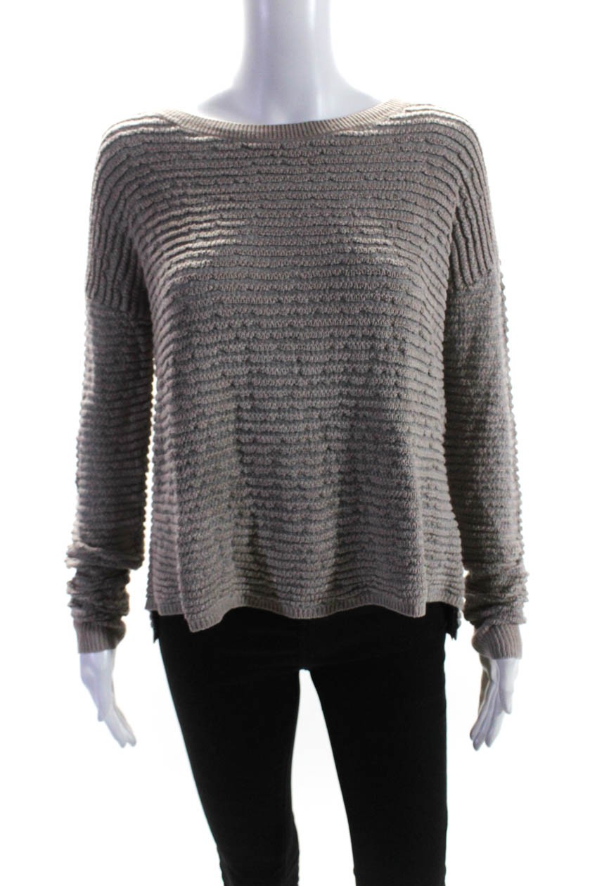The Kooples Womens Linen Crew Neck Pullover Sweater Gray Beige Size MediumFree Shipping in US $100+ Orders | $6.95 Orders Below