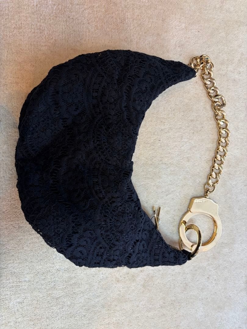 Cuffz by Linz Black Lace Shoulder Bag Gold Chain Y2K Rare Elegant