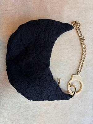 Cuffz by Linz Black Lace Shoulder Bag Gold Chain Y2K Rare Elegant