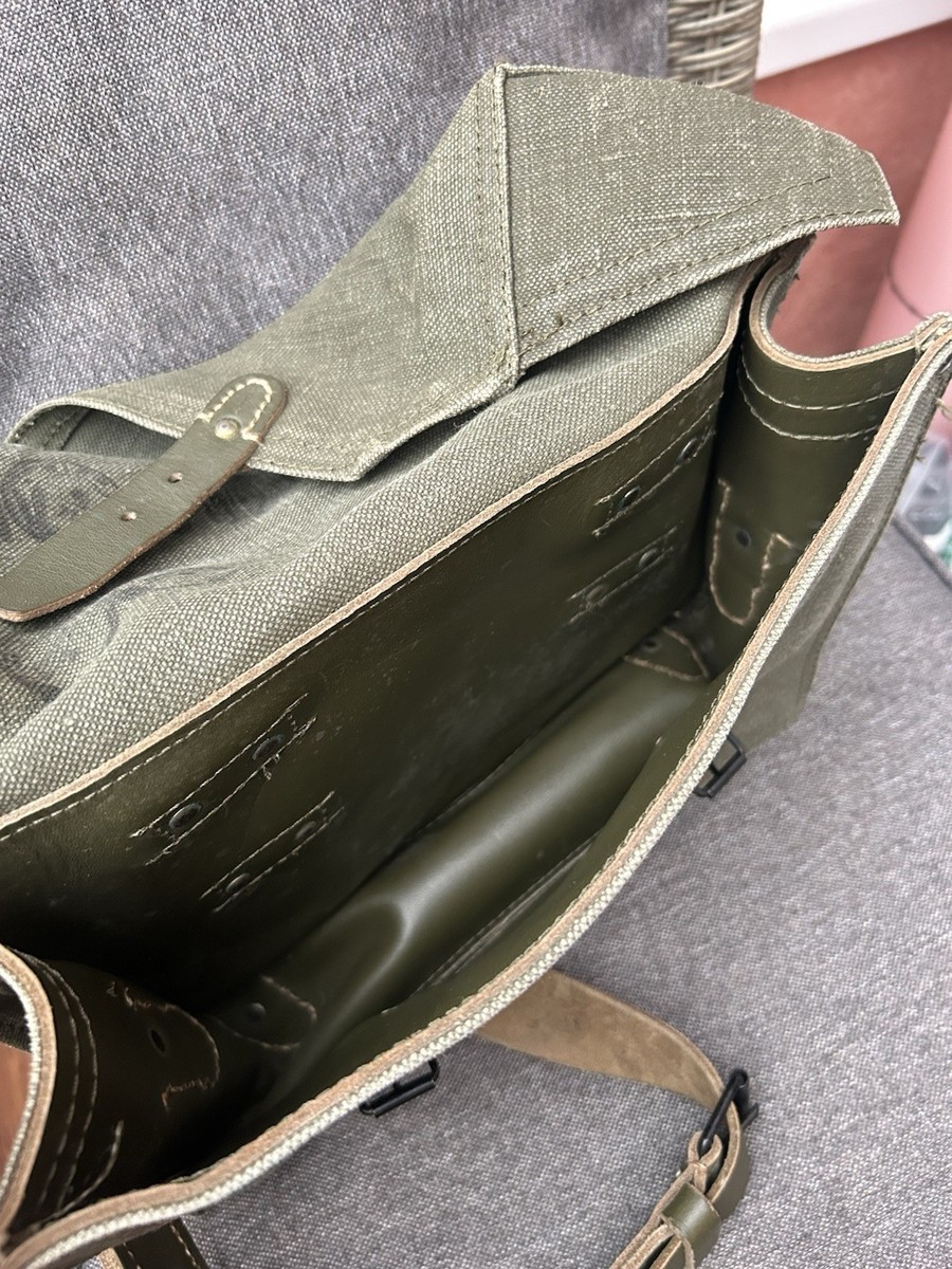 1950’s- French Army Canvas Leather Bag 50s Distressed Sac LaFuma French Rucksack Canvas/Leather