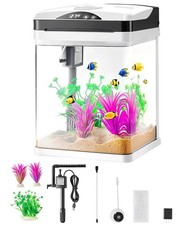Fish Tank Aquarium, 2 Gallon LED Square Ultra-Clear Glass Tank Temperature Monit