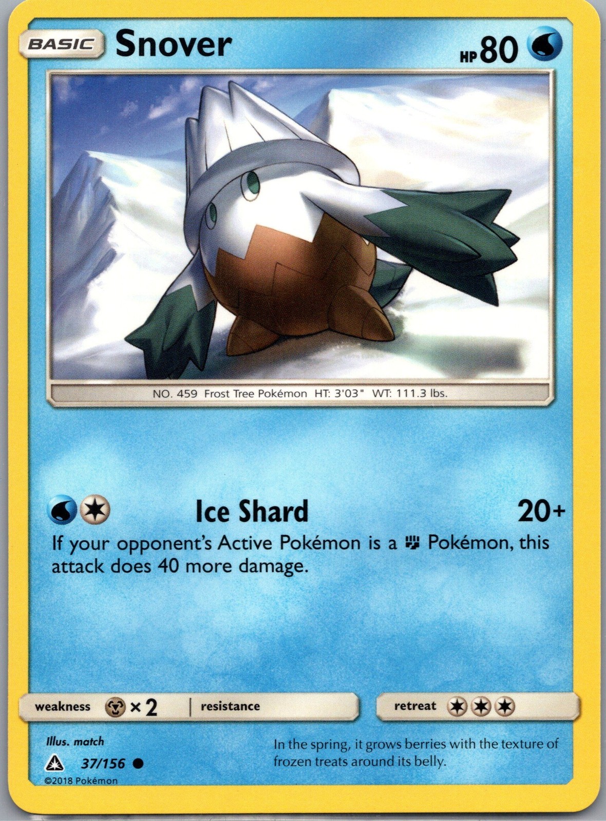 Pokemon Snover SM - Ultra Prism 37/156 Lightly Played