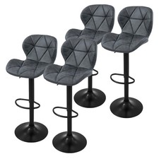 Lot 4 tabourets de bar rembourrées en simili anthracite hauteur réglable 59-79cm