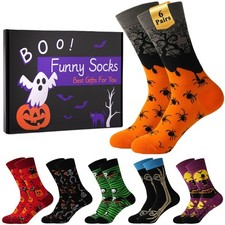 JaosWish 6 Pairs Fun Socks for Women,Funky One Size, Halloween B Style