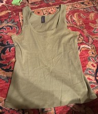 Hanro Ribbed Green Cotton Stretch Tank Top Shirt Small NWOT