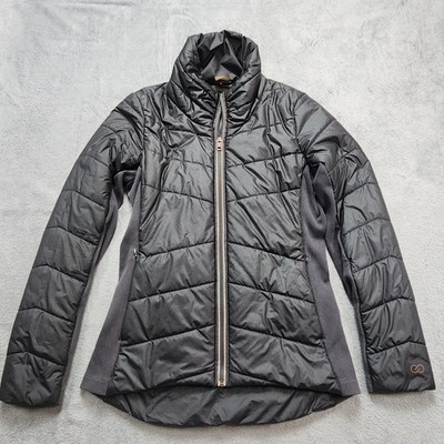 CALIA by Carrie Underwood Puffer Jacket Womens S Black Quilted Mixed Media Coat
