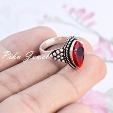 Faceted Garnet Gemstone 925 Sterling Silver Ring Every Occasion Wear Jewelry