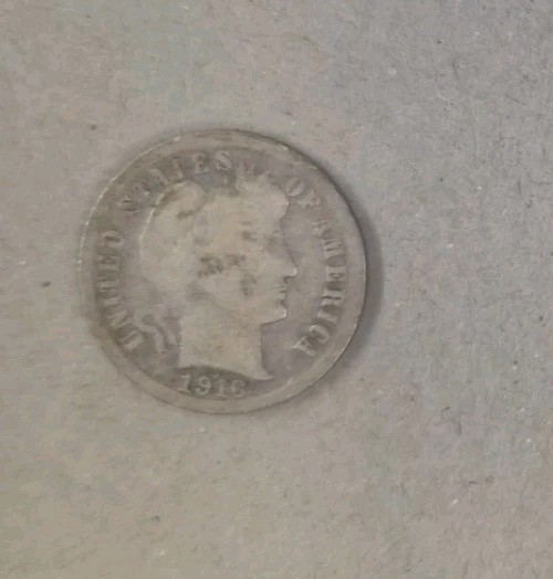 1916-S BARBER DIME 10¢ SAN FRANCISCO MINT 90% SILVER COIN UNITED STATES AMERICA