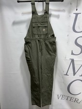 Women  s NWOT Carhartt Relaxed Fit Green Jeans Bib Overalls Size Small.  000464