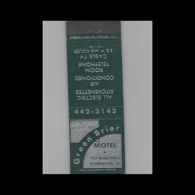 Matchbook Cover Green Brier Motel Bennington VT